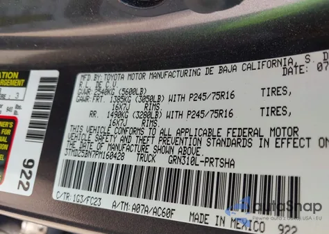 2023 Toyota Tacoma Sr5 V6 из США, поврежденный, VIN 3TMDZ5BN7PM160428